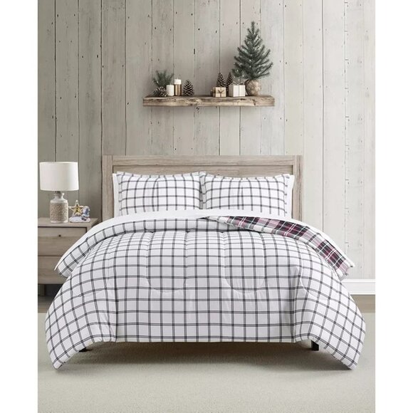 Sunham King Plaid Comforter Set 3PC Red Green White $80 - Picture 7 of 7